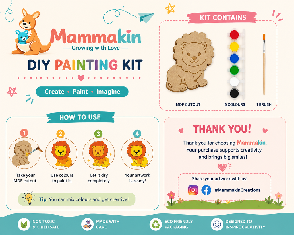 Mammakin DIY MDF Painting Kit – Creative Art & Craft Activity for Kids (3+ Years)